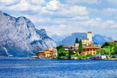 beautiful lago di Garda, north of Italy. view with castle in Malcesine